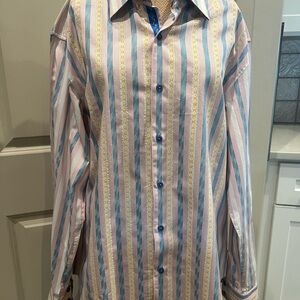 Robert Graham Pink, Blue, and Cream Striped Shirt XL NWOT